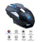 HXSJ T300 7 Keys 2400DPI 2.4G Colorful Luminous Wireless Mouse(Black) - Image 3