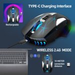 HXSJ T300 7 Keys 2400DPI 2.4G Colorful Luminous Wireless Mouse(Black) - Image 5