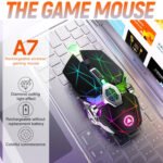 YINDIAO A7 2.4GHz 1600DPI 3-modes Adjustable 7-keys Rechargeable RGB Light Wireless Silent Gaming Mouse (White) - Image 12