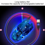 YINDIAO A7 2.4GHz 1600DPI 3-modes Adjustable 7-keys Rechargeable RGB Light Wireless Silent Gaming Mouse (White) - Image 9