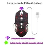 WARWOLF  Q8 Wireless Rechargeable Mouse Glowing Gaming Mouse(Black) - Image 5