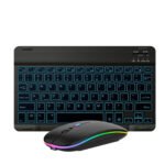 10 Inch RGB Colorful Backlit Bluetooth Keyboard And Mouse Set For Mobile Phone / Tablet(Black)