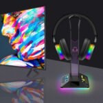 Dual USB RGB Color Changing Gaming Headset Stand(Black) - Image 6